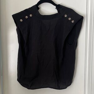 Zara Black Sleeveless Blouse with shoulder pads